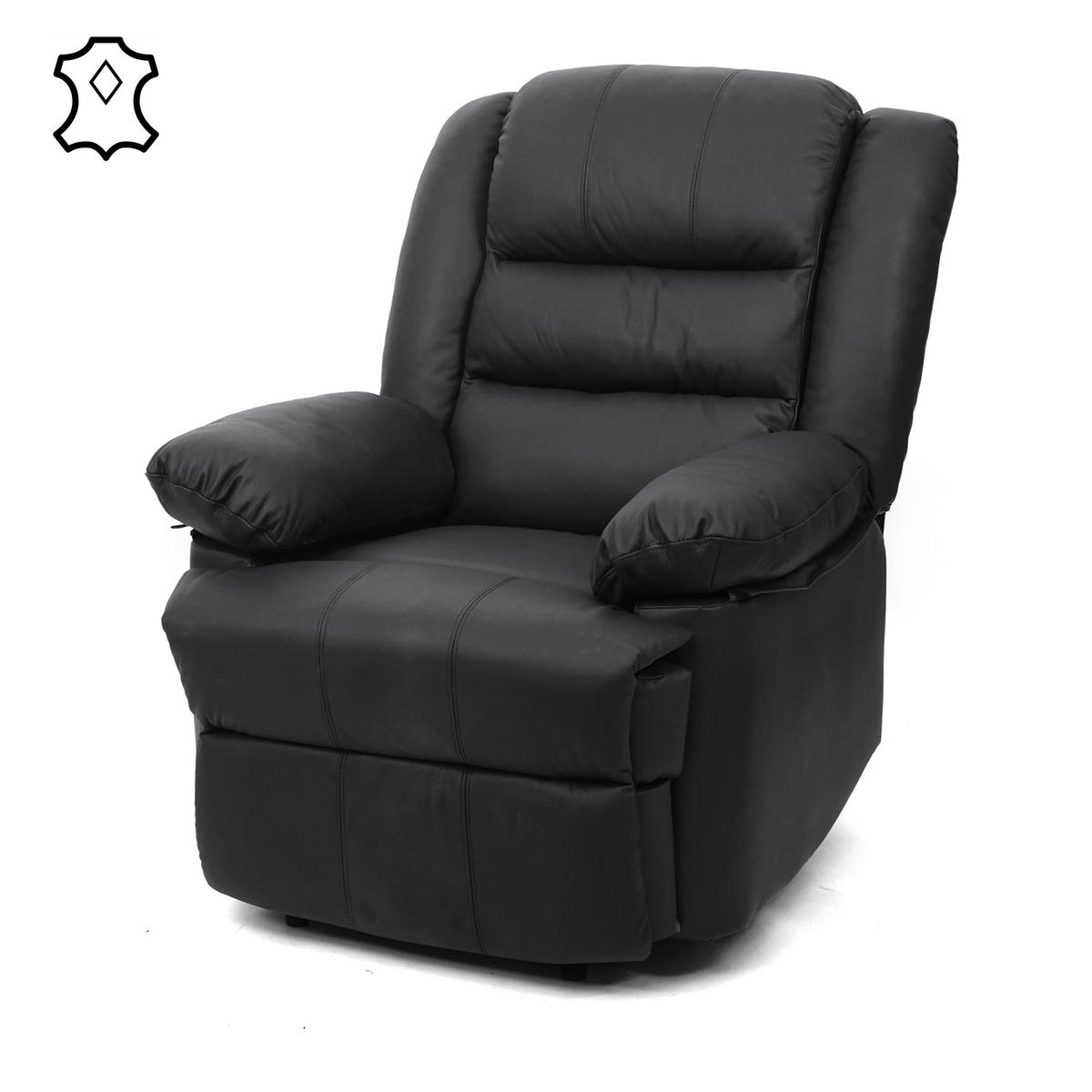 RELAXSESSEL Schwarz - Schwarz, Leder (87/101/150cm) - MCW