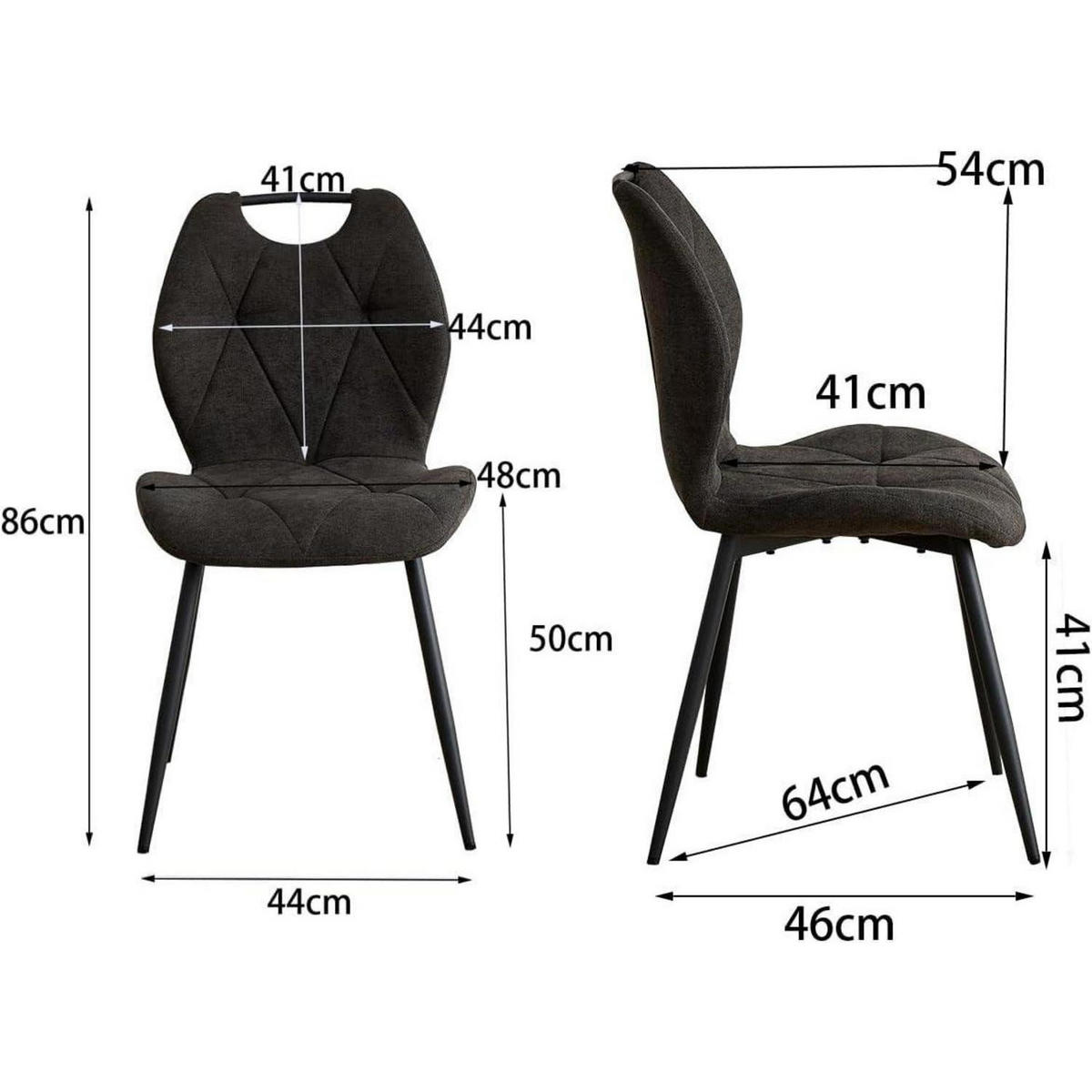 ESSZIMMERSTUHL 2er-Set Stoff Schwarz - Anthrazit, Textil (44/86/48cm)