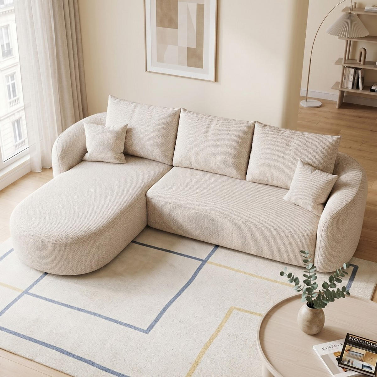 ROHOVÁ POHOVKA Modulární cloud pohovka bílá 266 cm – levé provedení - bílá, textil (266/168cm) - Urban Meuble