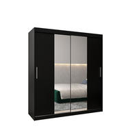 SCHWEBETÜRENSCHRANK 200/180/62 2-türig - Silberfarben/Schwarz, Holz/Kunststoff (180/200/62cm) - MÖBEL KRYSPOL