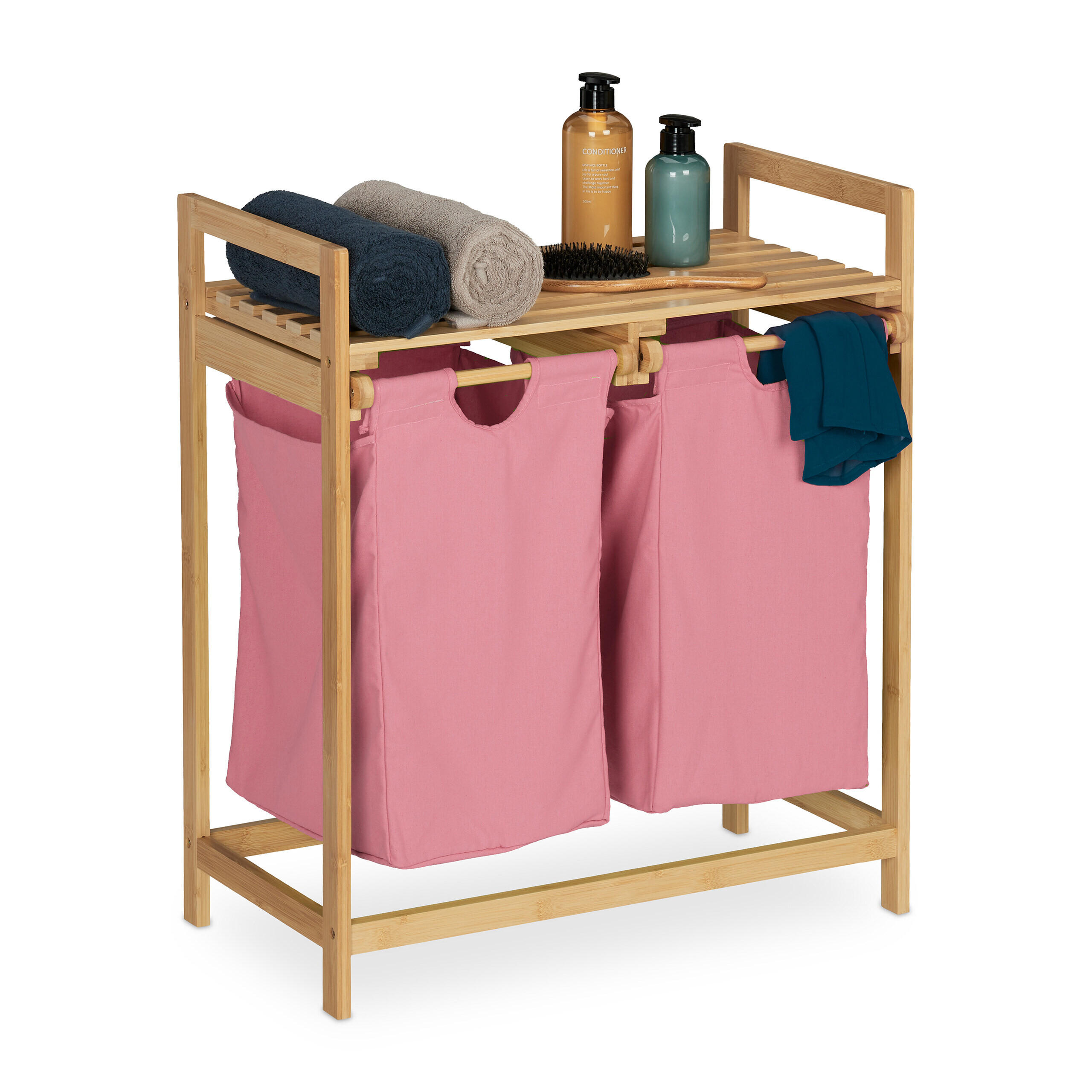 KÔŠ na prádlo - viacfarebná, drevo/textil (64/73/33cm) - Relaxdays