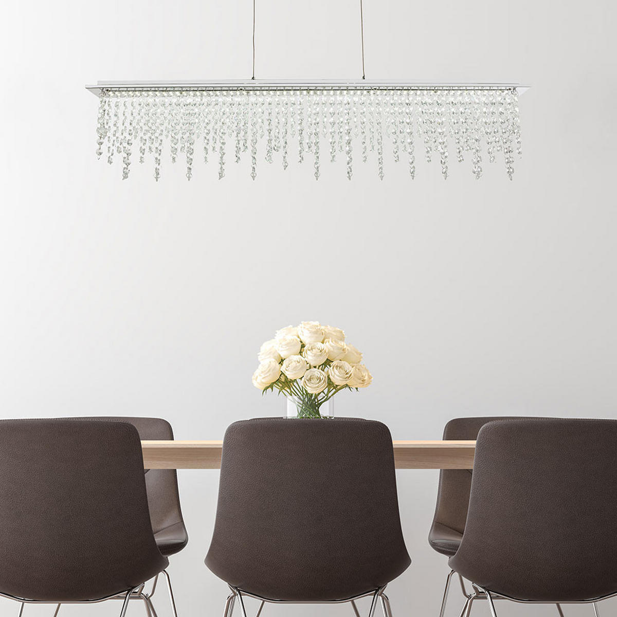 LED HÄNGELAMPE Kristall Silber - Silberfarben, Glas (90/11/150cm)
