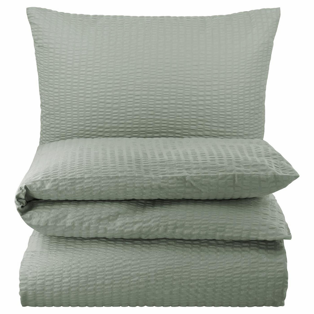 SEERSUCKER-BETTWÄSCHE 155x220 Uni Sommer Bettbezug Bügelfrei aus 100% Baumwolle, Bettbezüge einfarbig Grau - Grau, Textil (155/220cm) - Carpe Sonno