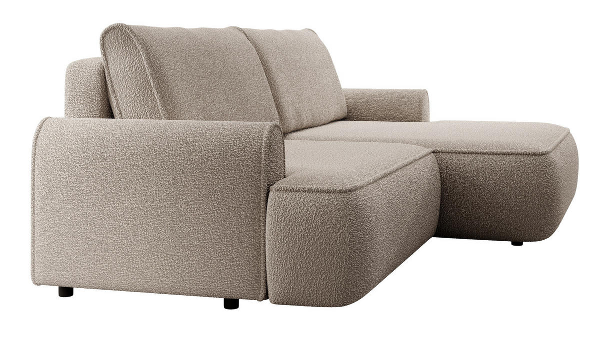 ECKSOFA 250 cm Mareno mit Bettkasten, Schlaffunktion, Rechts, Beige - Beige, Holz (146/250cm) - Emporius