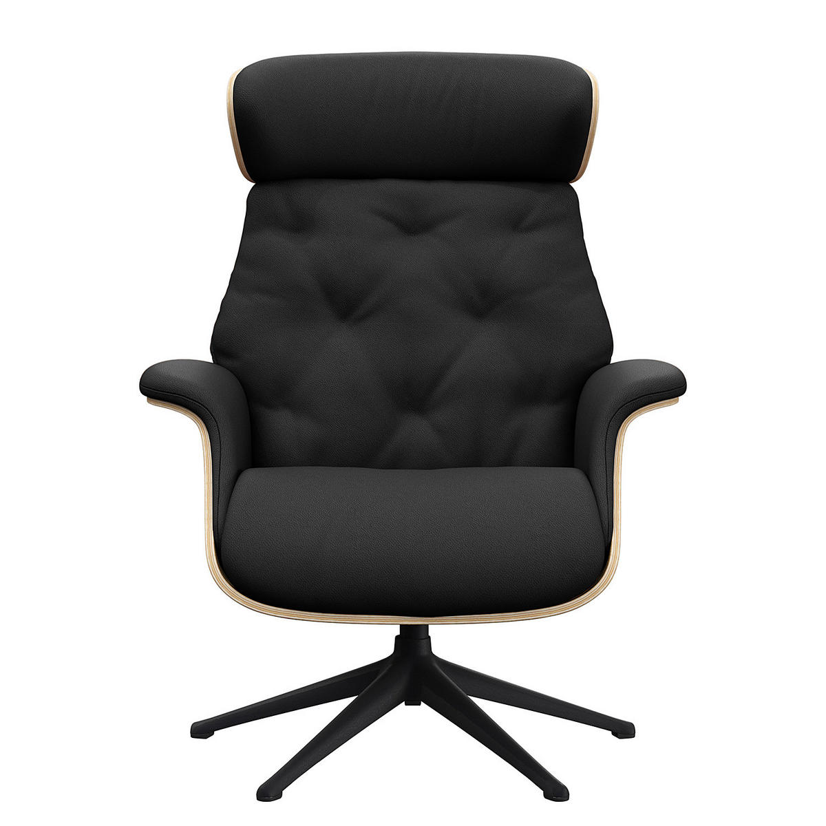 RELAXSESSEL - Echtleder - Schwarz, Leder/Metall (83/110/83cm) - home24