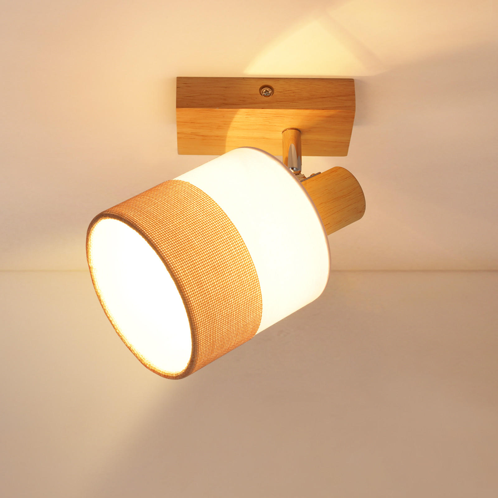 DECKENSTRAHLER Finni 13/13/21 cm - Beige, Holz (21/13/13cm) - ZMH
