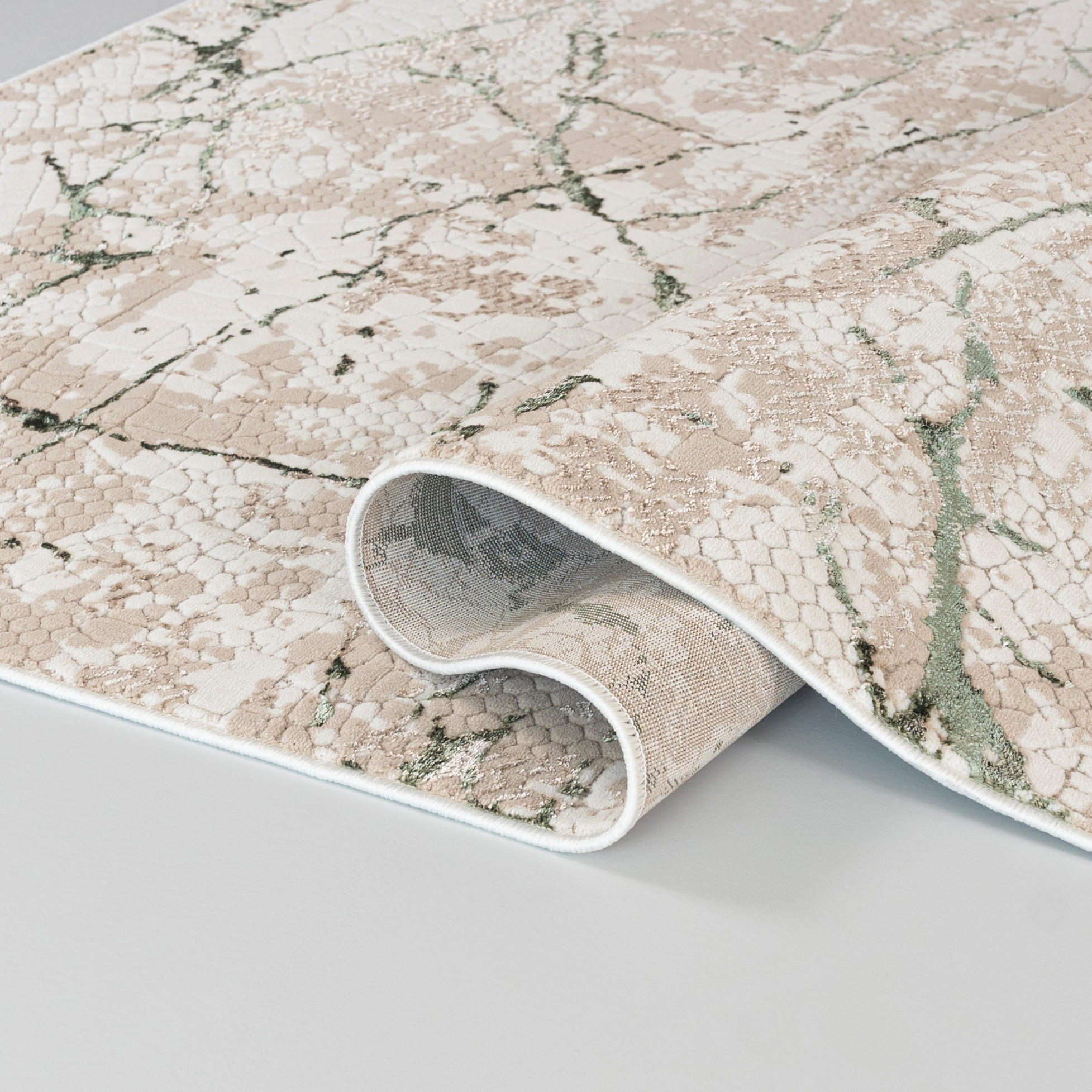 MAZOVIA TEPPICH NW01A - Beige, Ecru, Grün - 200 x 300 cm - Ecru/Beige, Textil (200/300cm) - Mazovia