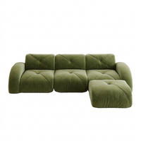 ECKSOFA 281/171/76 cm Grün Chenille mit 1 Fußhocker, rutschfeste Unterseite - Grün, Textil (281/171cm) - Oxeza