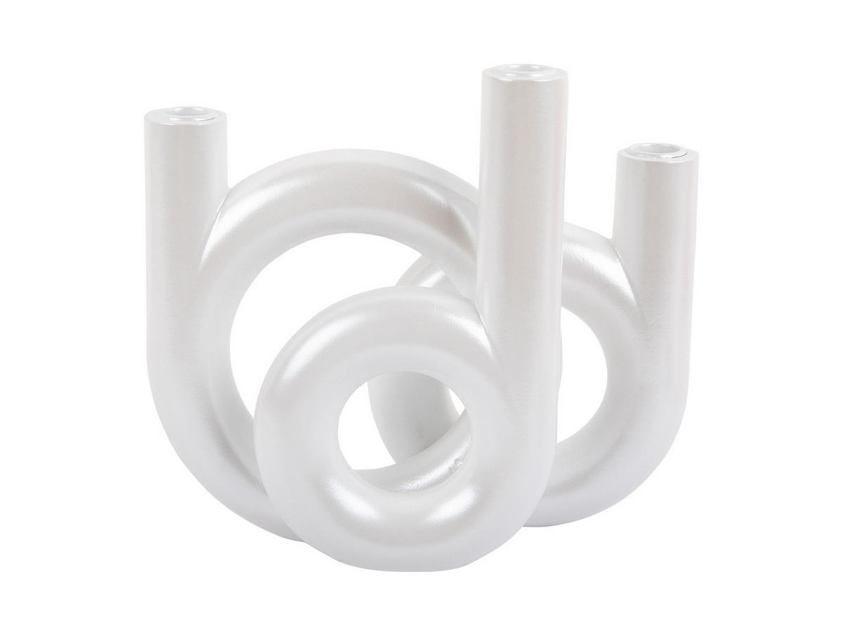 KERZENSTANDER Rings 18/12/20 cm - Weiß, Kunststoff (12/20/18cm) - Present Time