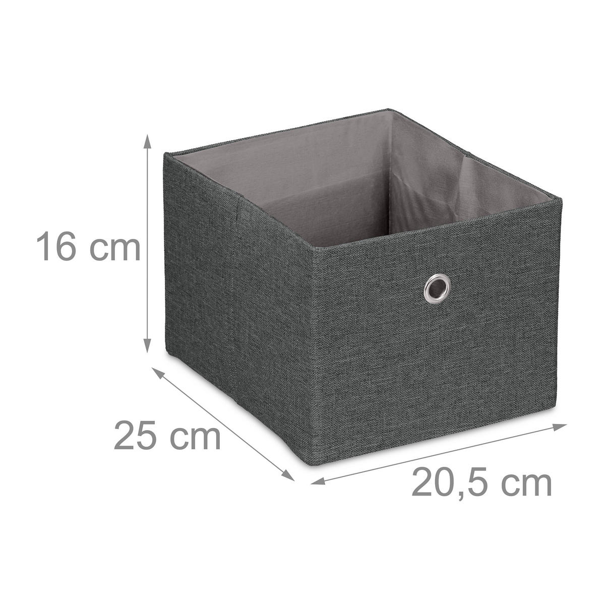 2XAUFBEWAHRUNGSBOX - Anthrazit, Papier/Textil (20.5/16/25cm) - Relaxdays