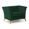CHESTERFIELD-SESSEL Whitby Flaschengrün Samt mit goldenen Füßen - Dunkelgrün/Goldfarben, Holz/Textil (116/78/82cm) - S-Style Möbel