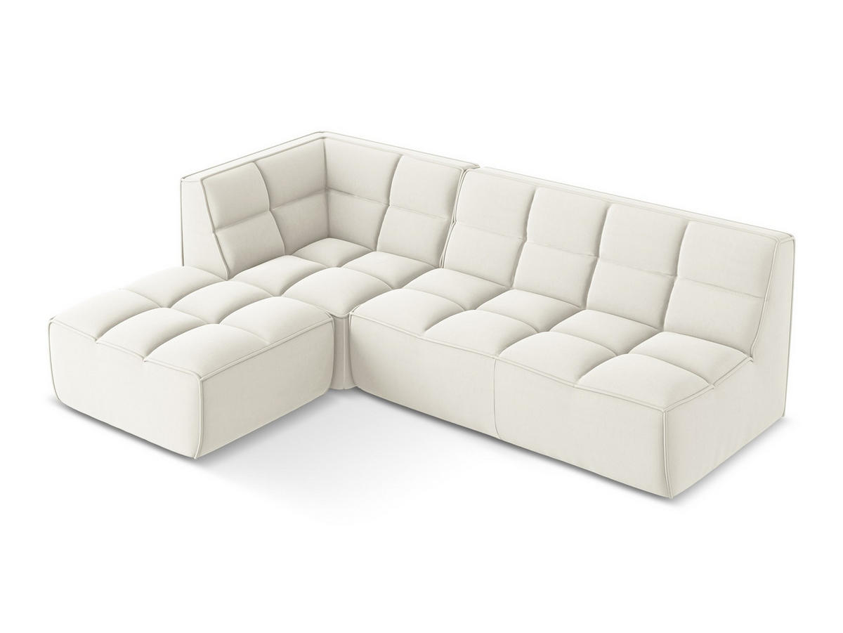 ECKSOFA Beidseitig Samt Stoff Beige - Beige/Creme, Kunststoff/Textil (258/178cm) - Makamii