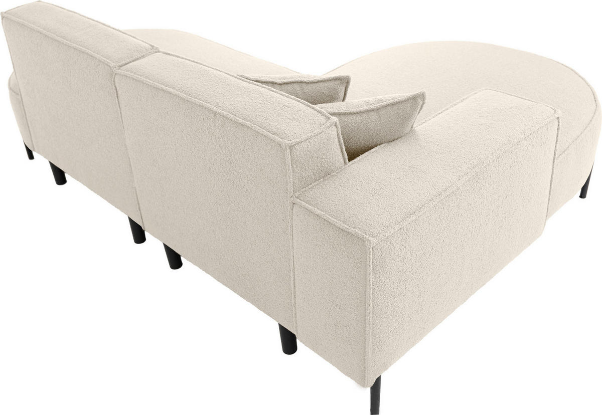ECKSOFA Hana Loft 3-Sitzer Ecke Links, Boucle, Creme 241/80/168 cm - Schwarz/Weiß, Textil/Metall (241/168cm) - WFL GROUP