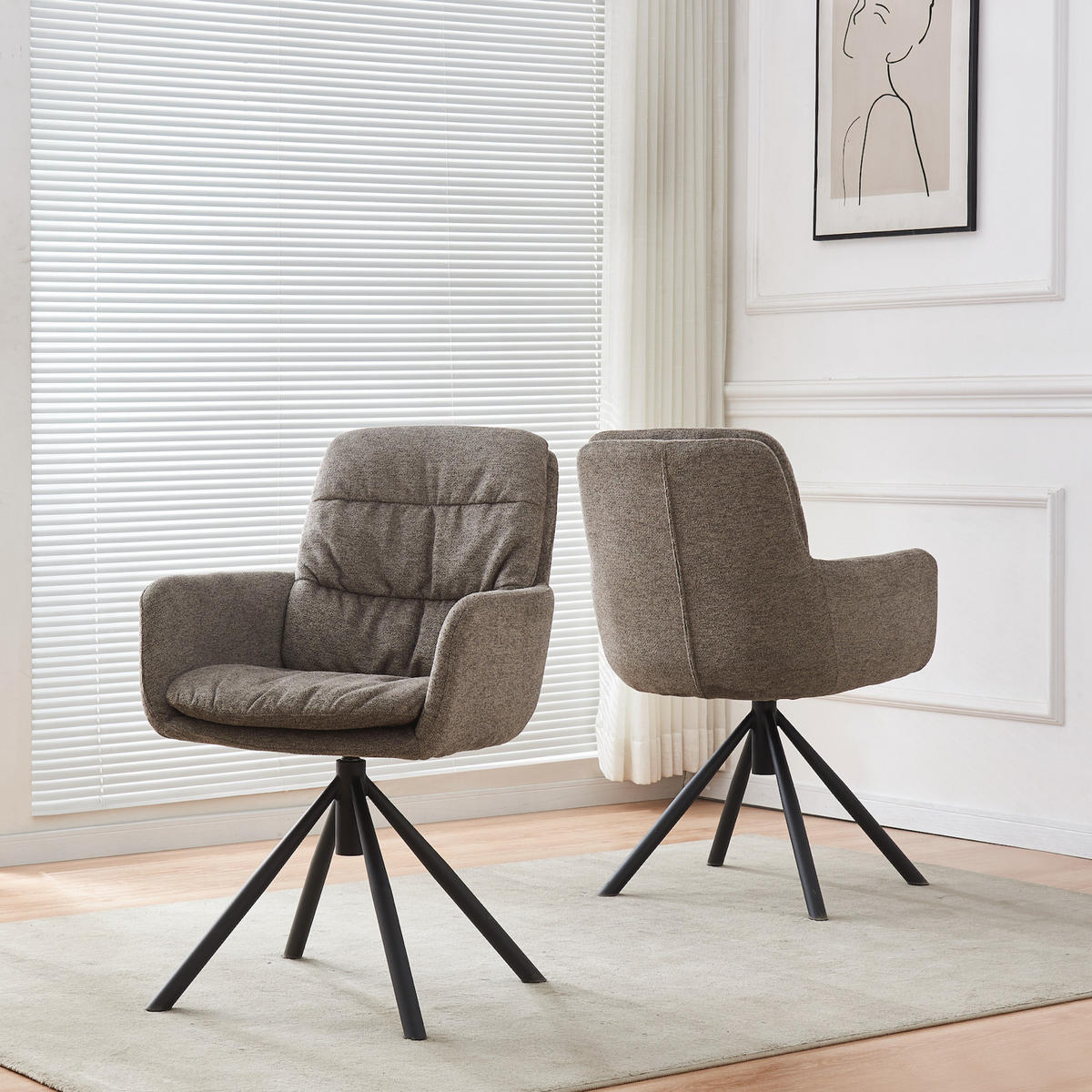 ARMLEHNSTUHL CAZAR Cappuccino - Cappuccino, Textil/Metall (57/90/68cm) - B&D Home