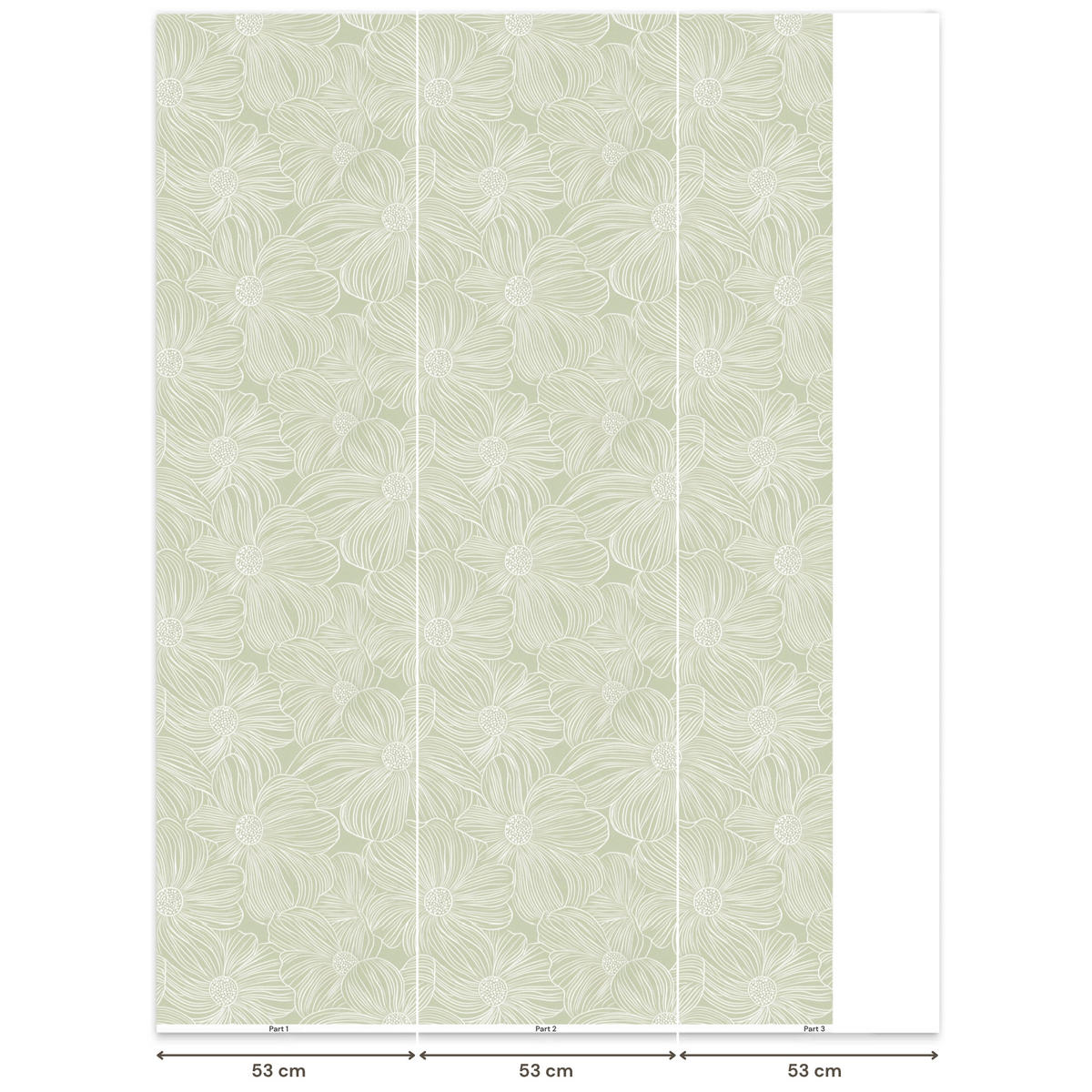 TAPETE - Gelassenheit - Blumen - Grün - 140x200 cm - Salbeigrün, Papier (140/200cm) - OnlyWow