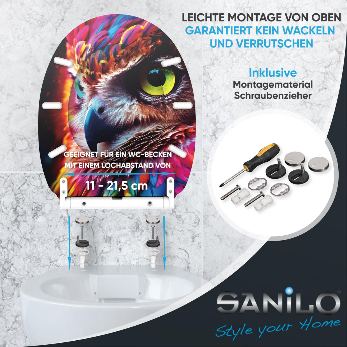 WC-SITZ mit Absenkautomatik & Top Fix Aurora - Pink, Holzwerkstoff (37.7/5.5/48cm) - Sanilo