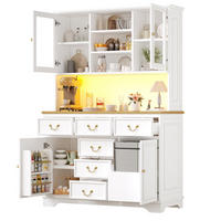BUFFETSCHRANK 118/39,5/180 cm Weiß aus MDF mit LED - Weiß, Holzwerkstoff (118/180/40cm) - OKWISH