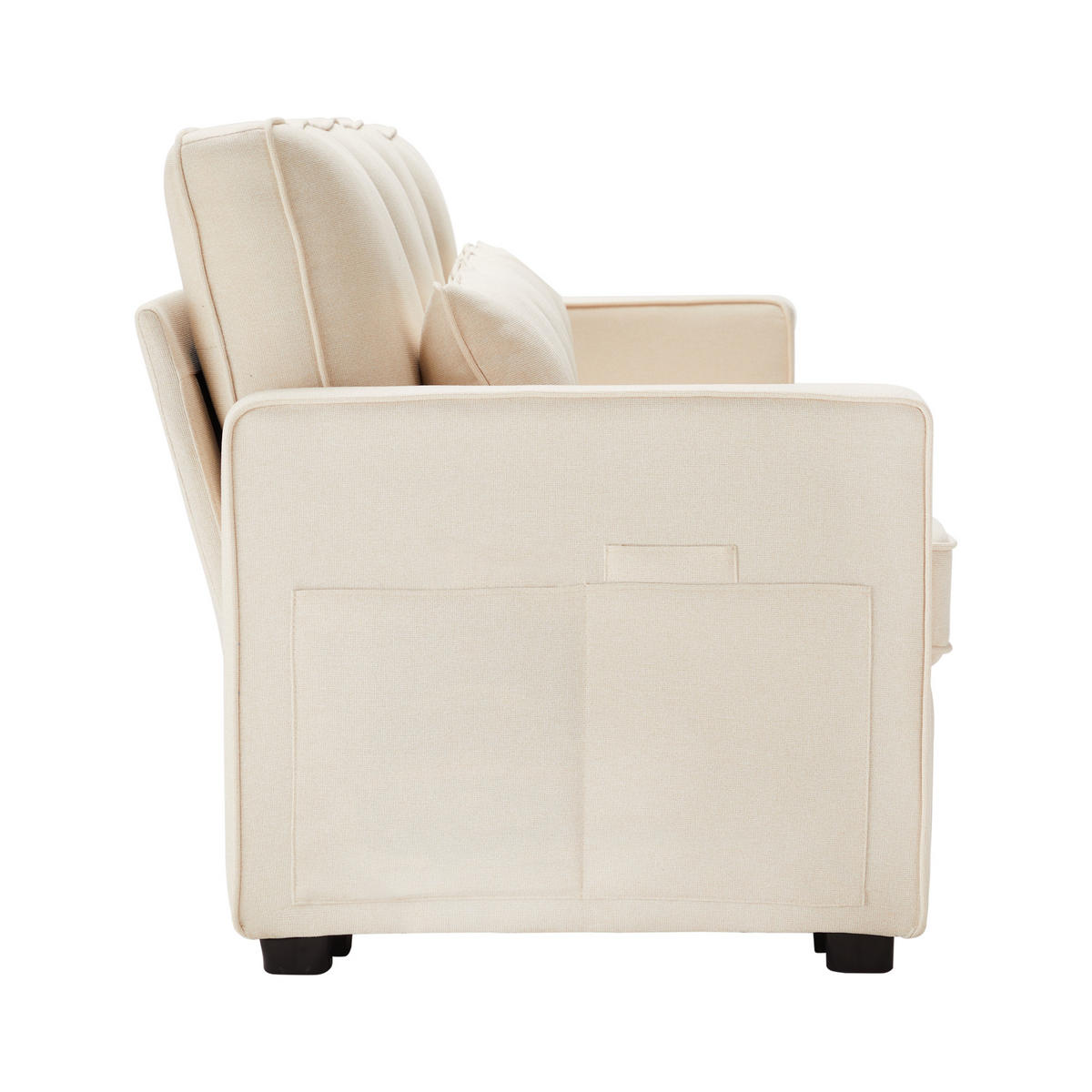 ECKSOFA 264/83/87 cm Beige mit Armlehnentaschen - Beige, Textil (264/83cm) - Oxeza