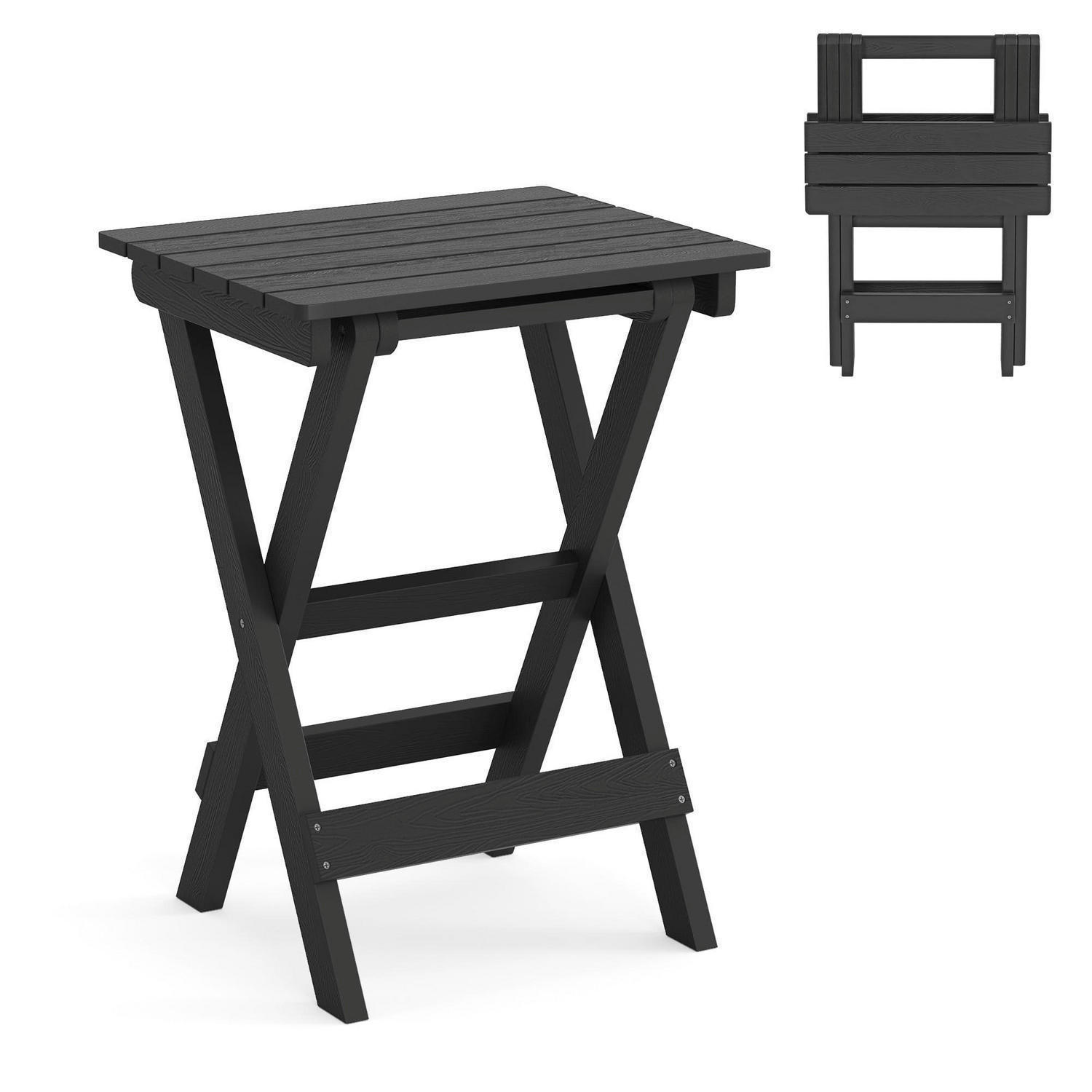 BEISTELLTISCH Outdoor Klappbar Schwarz 51 x 41 x 69 cm - Schwarz, Kunststoff (51/41/69cm)