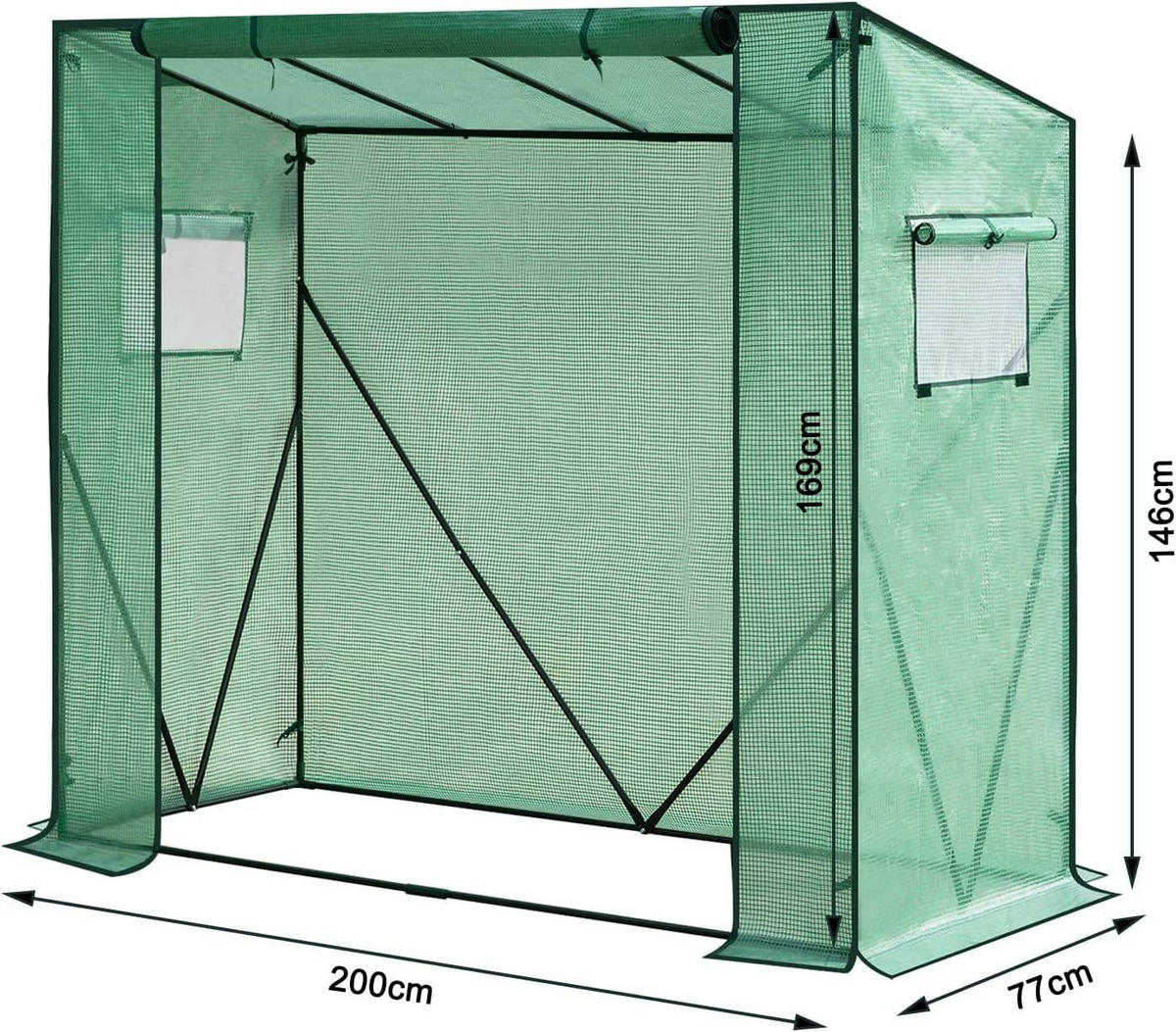 FOLIENGEWÄCHSHAUS 130 g/m², PE halbtransparente Tomatengewächshaus - Grün, Textil/Metall (200/146/77cm) - Woltu