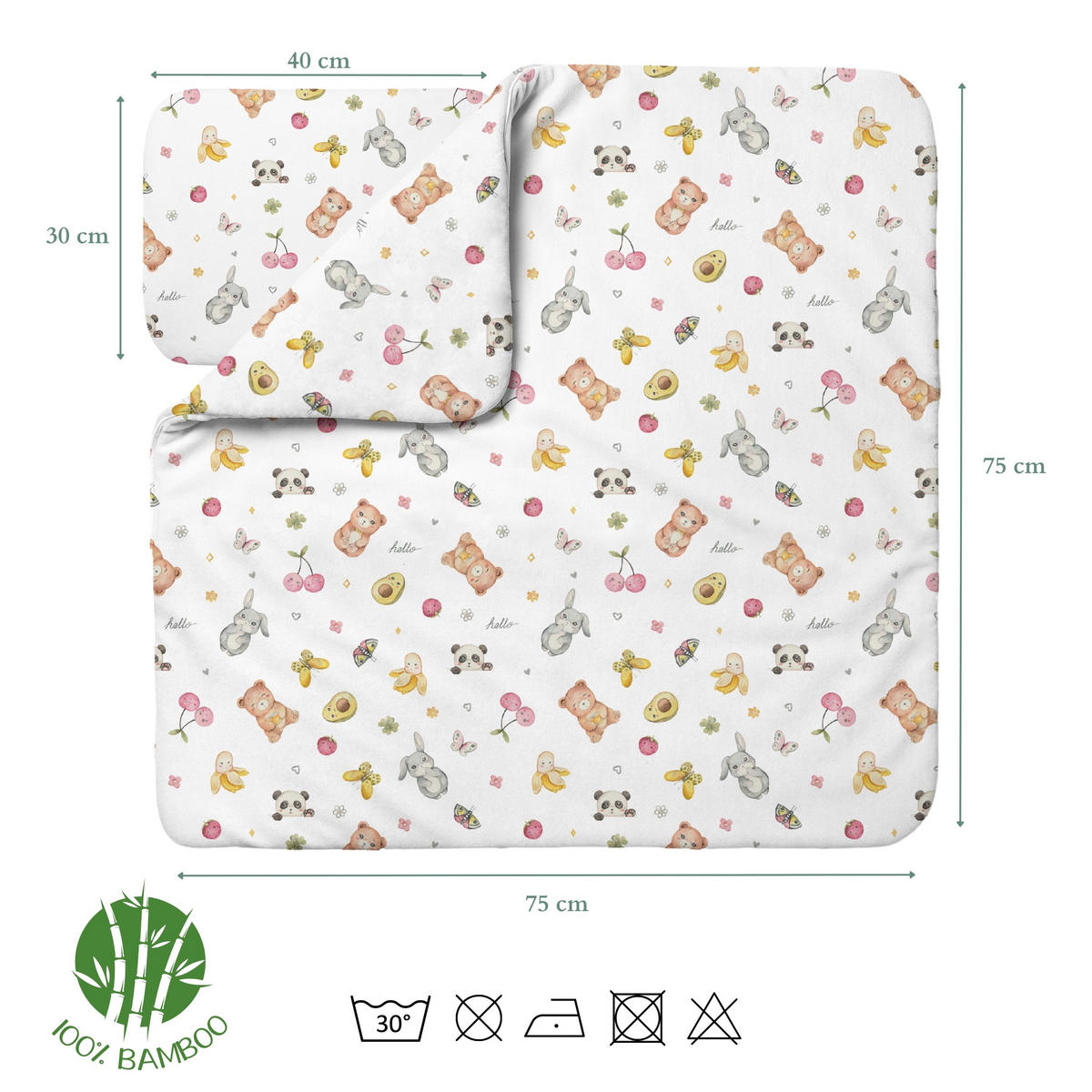BAMBUSOVA posteljnina za dojenčke Candycute - bela, tekstil (75/75cm) - waldin