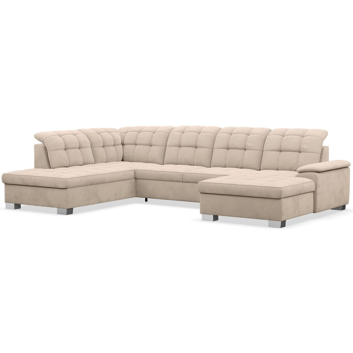 WOHNLANDSCHAFT Jamaal Beige Velours rechtsseitig - Beige/Schwarz, Textil (330/106/212cm) - Selsey