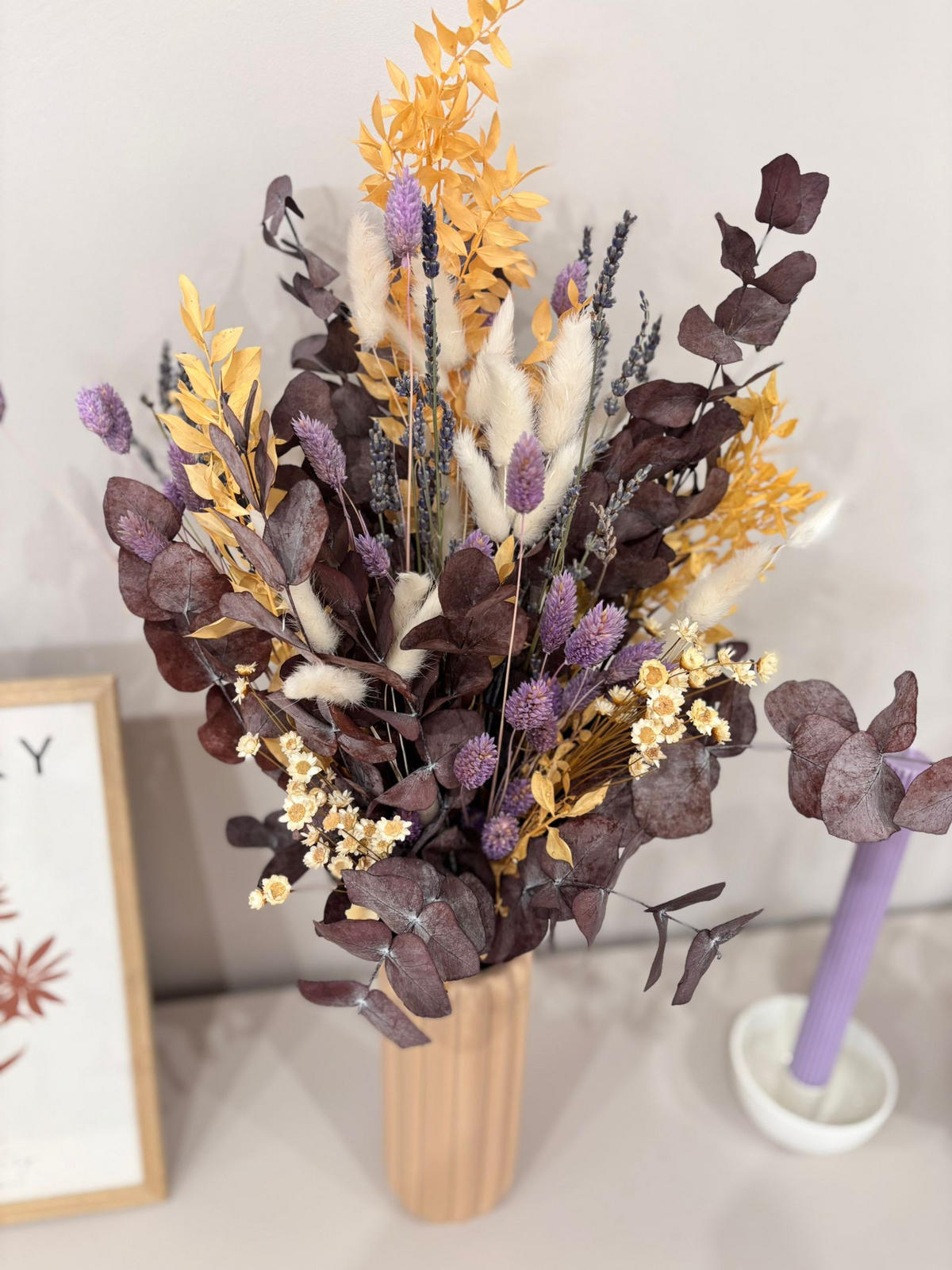 TROCKENBLUMENSTRAUSS Purple Harmony - 50 cm - Lila, Naturmaterialien (50cm) - Lykke & You