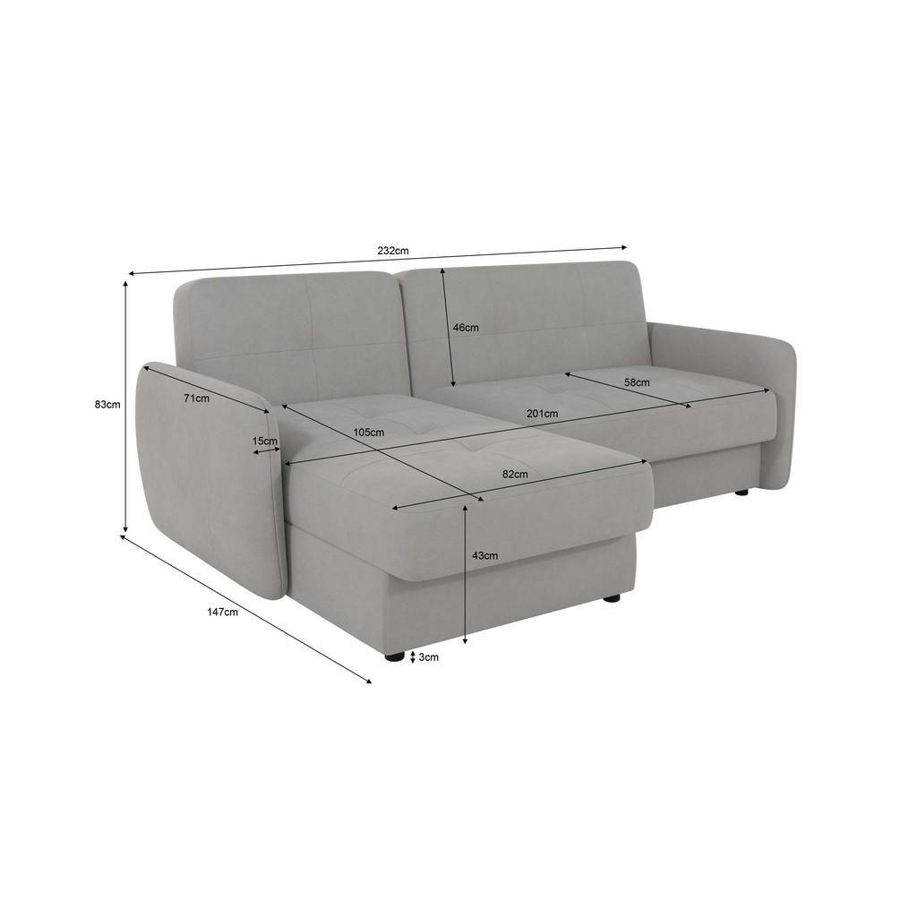 Thumbnail - S-Style Möbel Ecksofa, Silber, Textil, Echtholz,Buche, Birke, 4-Sitzer, Füllung: Schaumstoff, Eckteil, L-Form, Ottomane ...