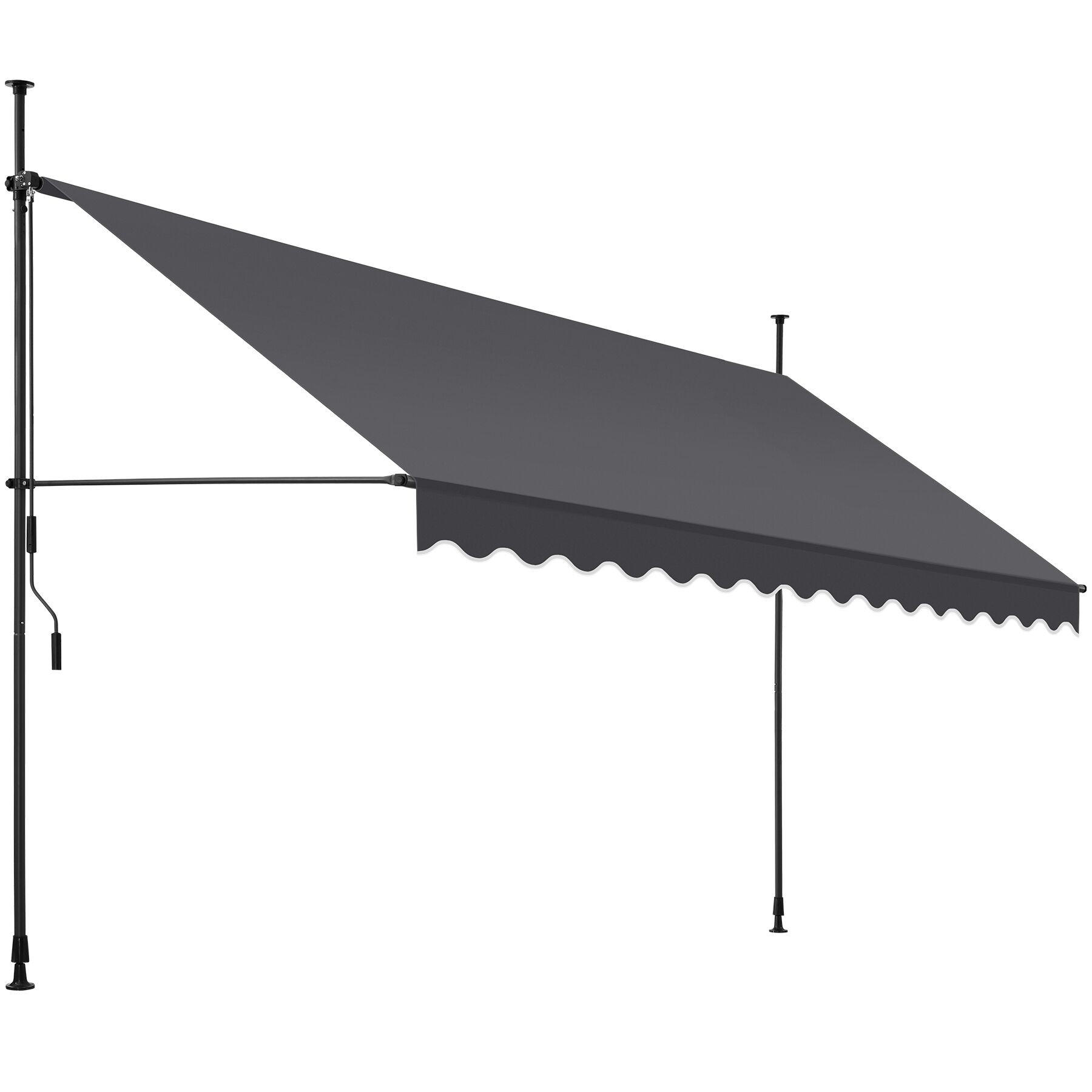 KLEMMMARKISE ,einfache Montage,schwarz/grau - Schwarz/Grau, Kunststoff (400/304/180cm) - tectake