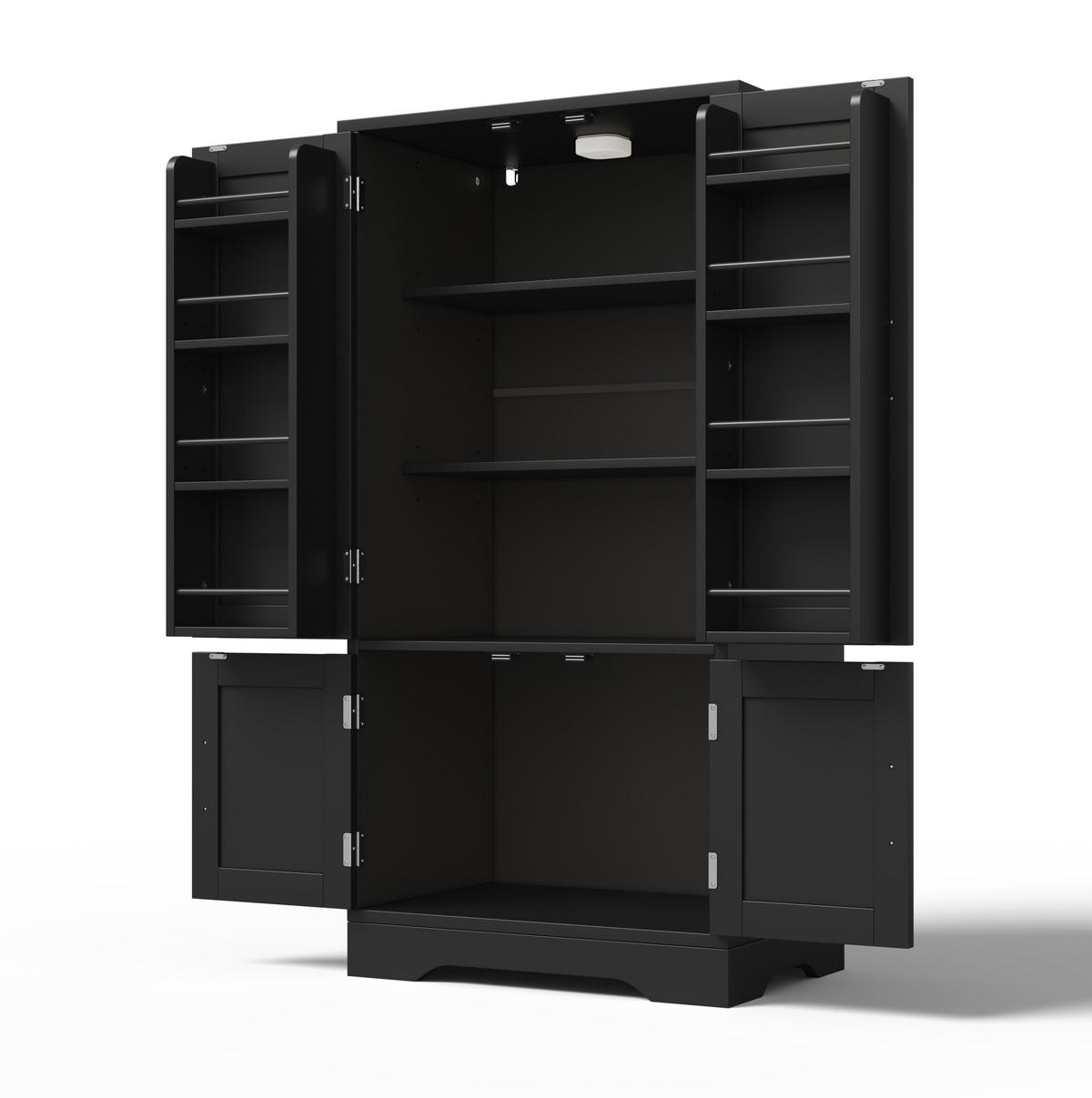 BUFFET 60/40/120 cm schwarz aus MDF mit LED-Sensorlicht - Schwarz, Holzwerkstoff (60/120/40cm) - OKWISH
