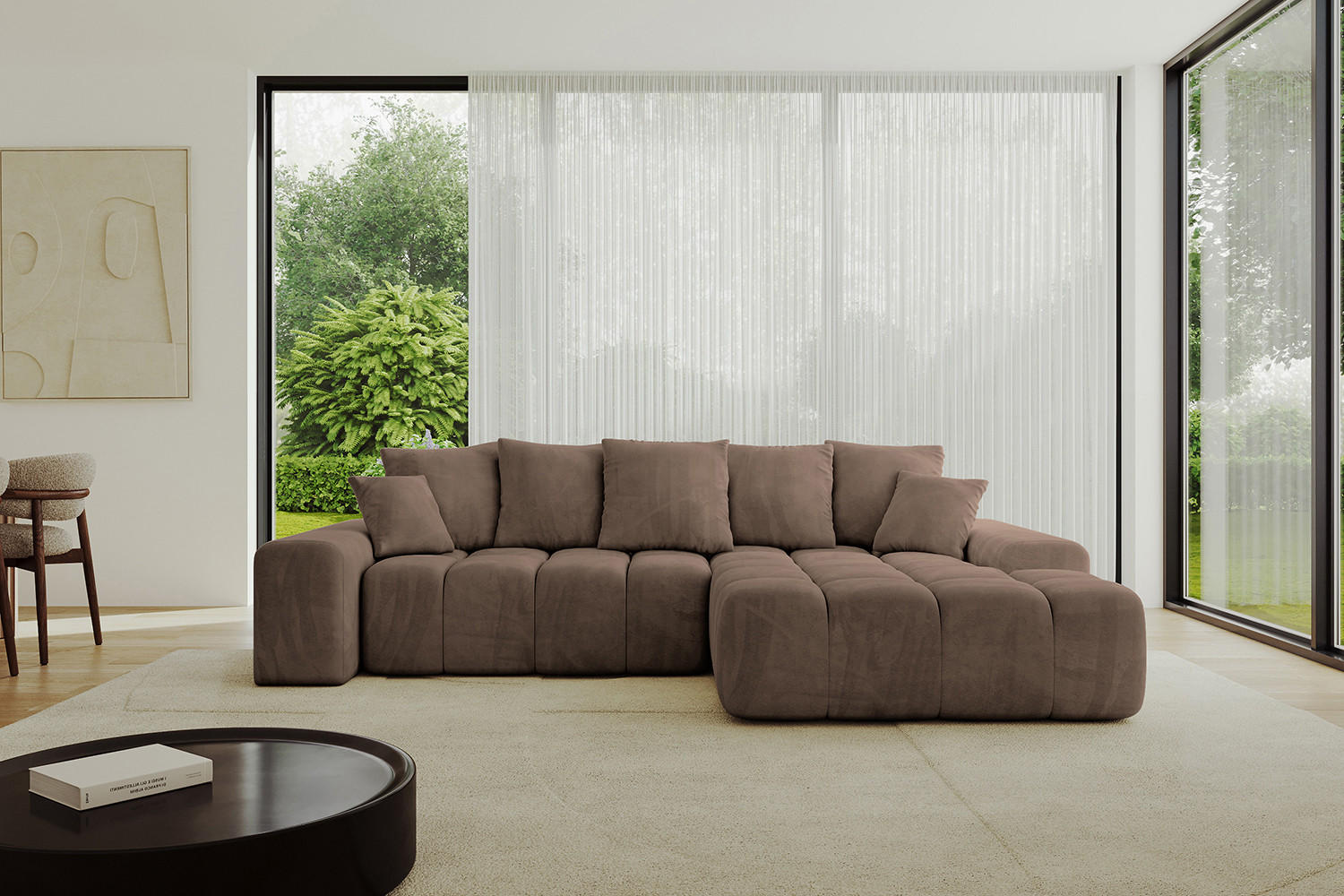 ECKSOFA Ottomane Rechts ENSI-L - 267x164x88 cm Braun - Braun, Holzwerkstoff/Kunststoff (164/267cm) - ALTDECOR