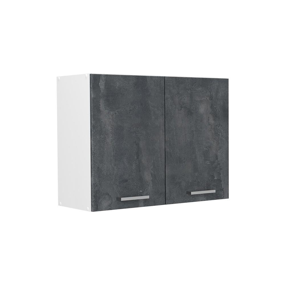 KÜCHENGLASSCHRANK R-Line, Schwarz Beton/Weiß, 80 cm - Schwarz/Weiß, Holzwerkstoff (80/60/31cm) - Vicco