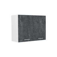 KÜCHENGLASSCHRANK R-Line, Schwarz Beton/Weiß, 80 cm - Schwarz/Weiß, Holzwerkstoff (80/60/31cm) - Vicco