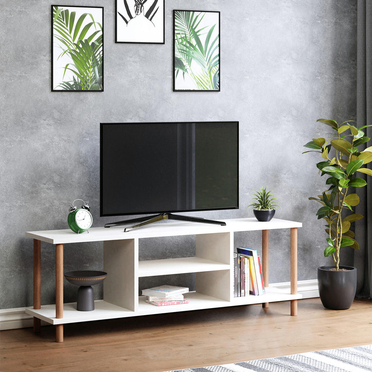 LOWBOARD Ærøskøbing - Weiß, Holz/Holzwerkstoff (120/43/29cm) - [en.casa]