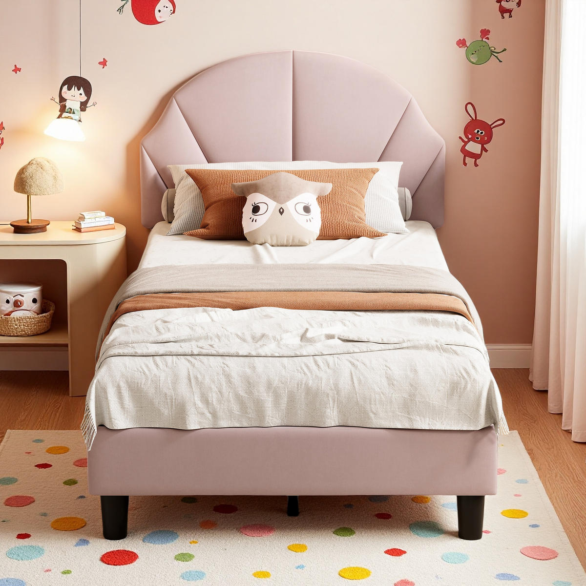 POLSTERBETT 90x200cm Rosa Mit Verstellbarem Kopfteil, Jugendbett - Rosa, Holz (90/200cm)