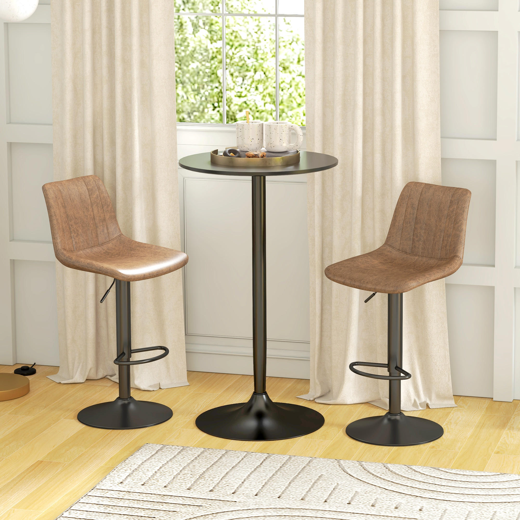 BARTISCH, MDF, Stahl, Schwarz - Schwarz, Kunststoff (60/102/60cm) - HOMCOM