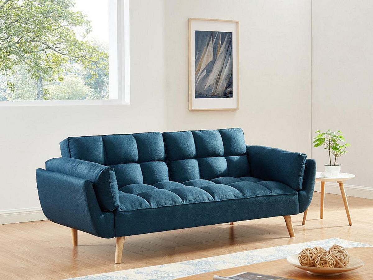 SCHLAFSOFA Klappsofa 3-Sitzer - Stoff - Blau - LOELINE - Blau, Textil (215/82/81cm) - Vente-Unique