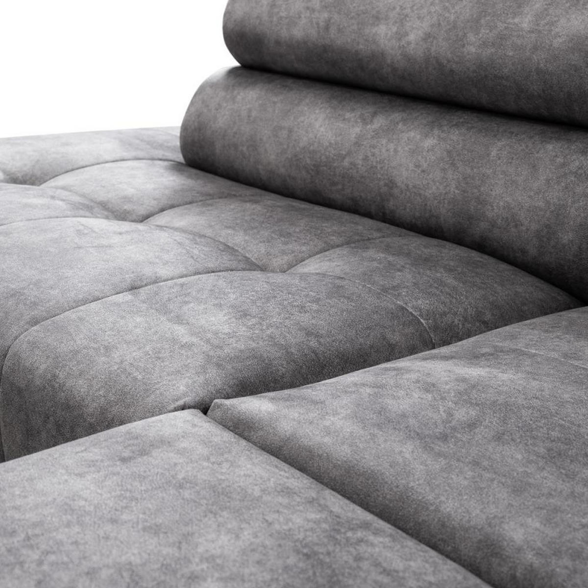 WOHNLANDSCHAFT Sorento U mit Schlaffunktion grau - Schwarz/Grau, Textil/Metall (345/87/205cm) - Beautysofa