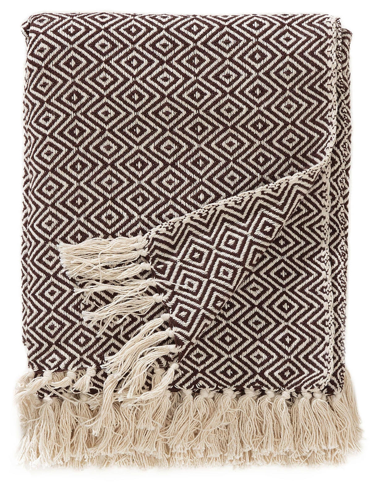 BAUMWOLLDECKE Jasmin Braun 125x150 cm - Braun, Textil (125/150cm) - benuta Nest