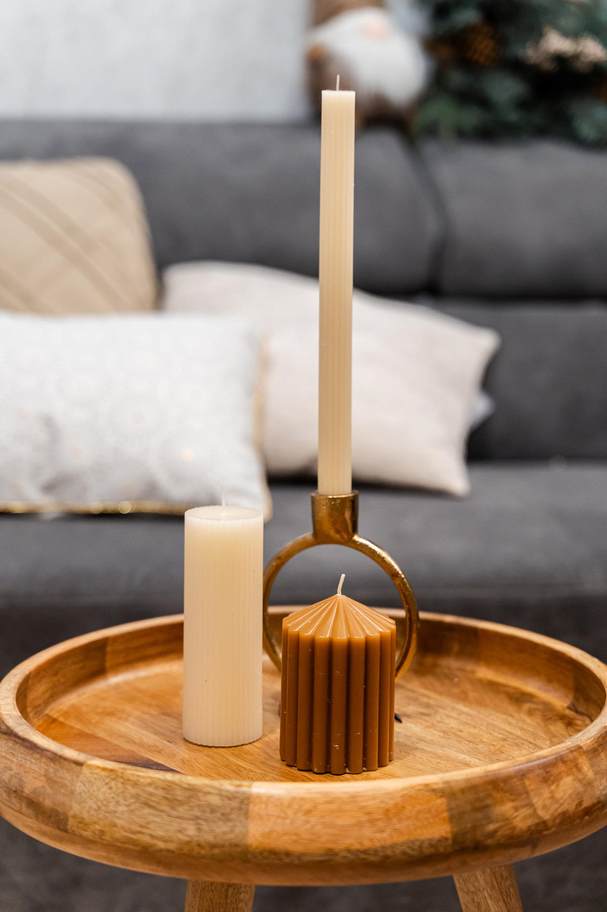 STABKERZE Demi 2,1/2,1/26 cm - Beige, Paraffin (2.1/26/2.1cm) - Atmosphera Createur d´interieur