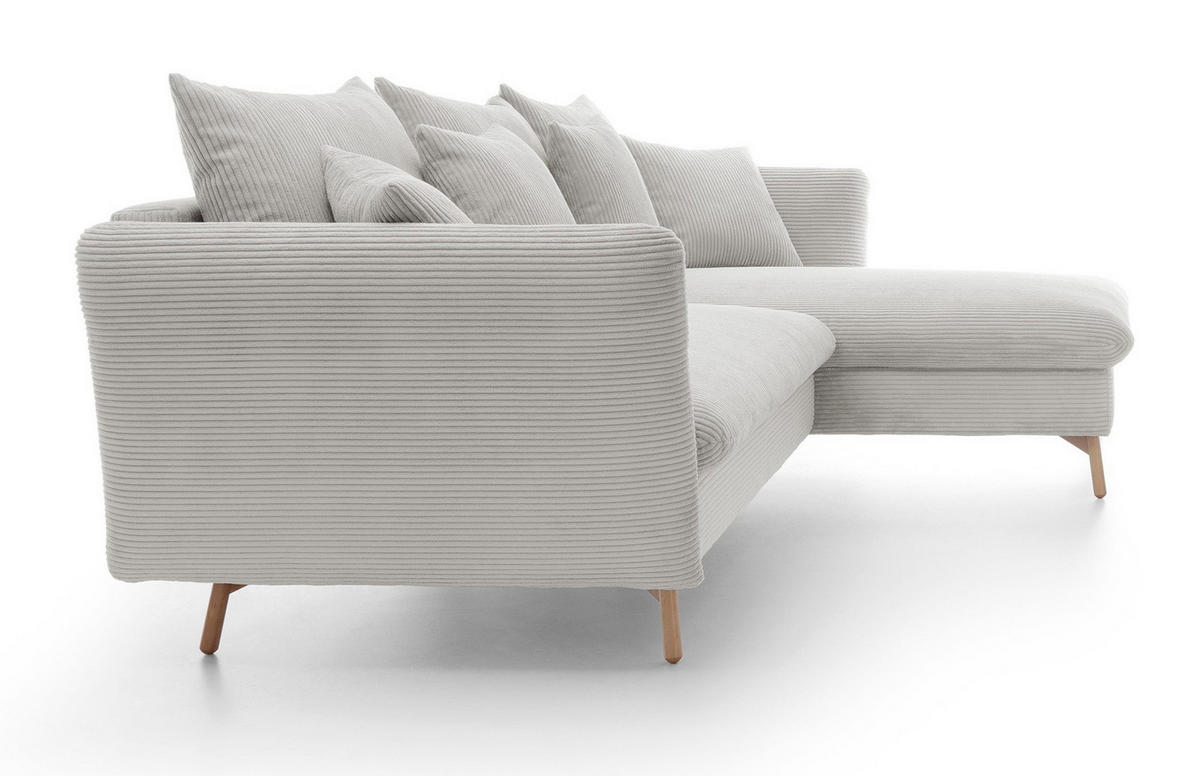 ECKSOFA Savona L-Form 260 cm, Cordstoff, Rechts, Vanille - Ecru, Holz (167/258cm) - Emporius