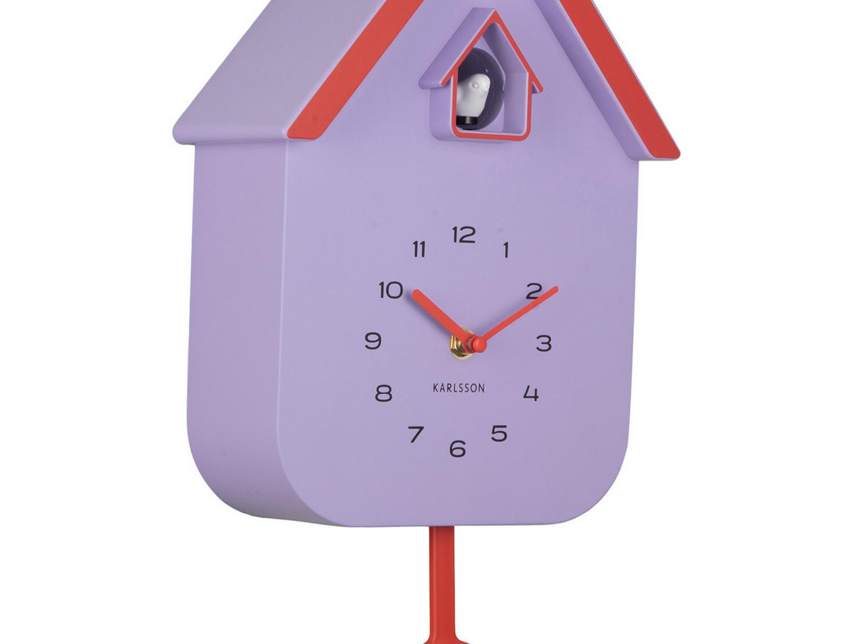 WANDUHR Dupla Color Cuckoo Lila 21.5/21.5/41.5 cm - Lila, Kunststoff (21.5/41.5/21.5cm) - Karlsson