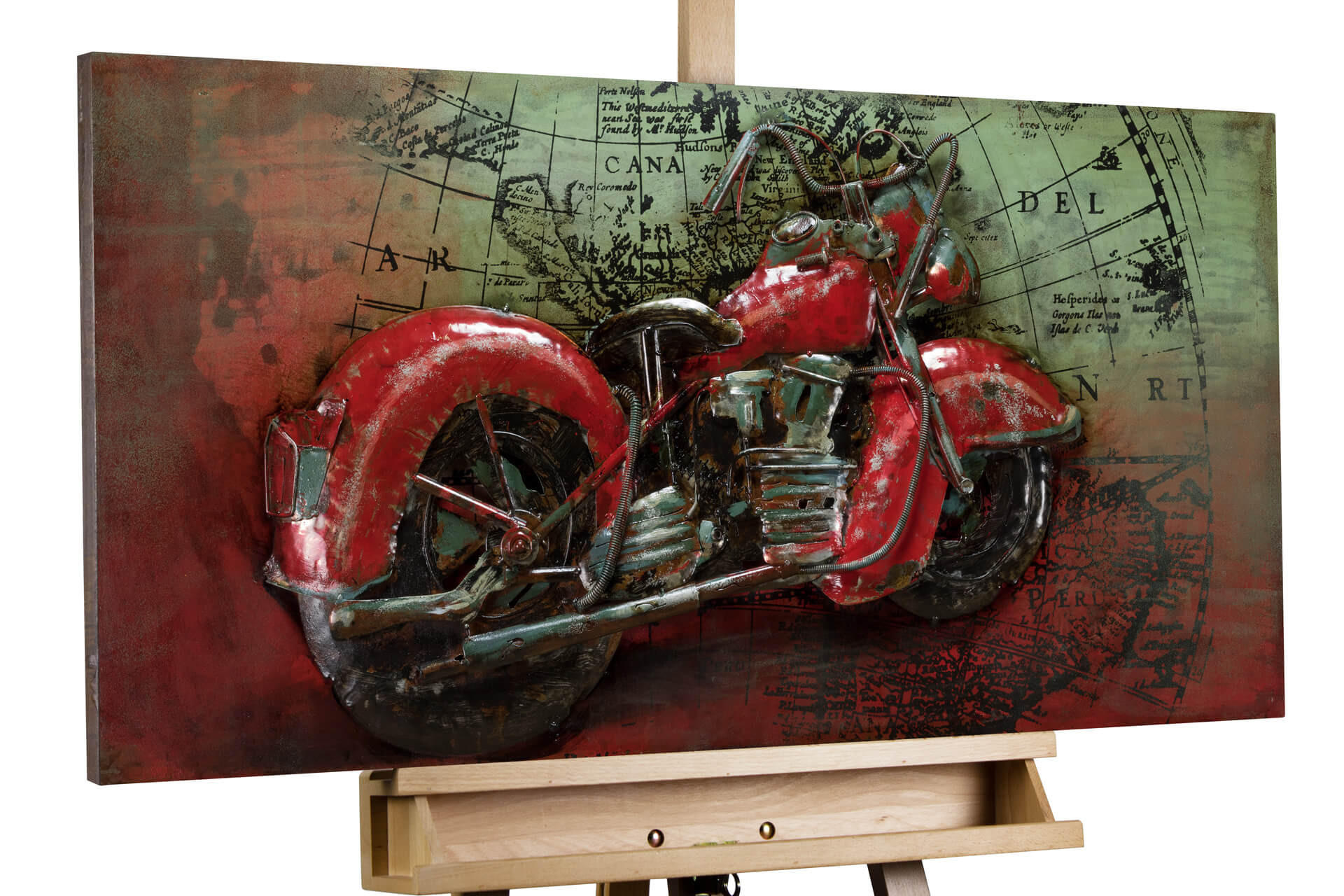 METALLBILD Rot 100/50 cm - Rot/Grün, Metall (4.8/50cm) - KUNSTLOFT