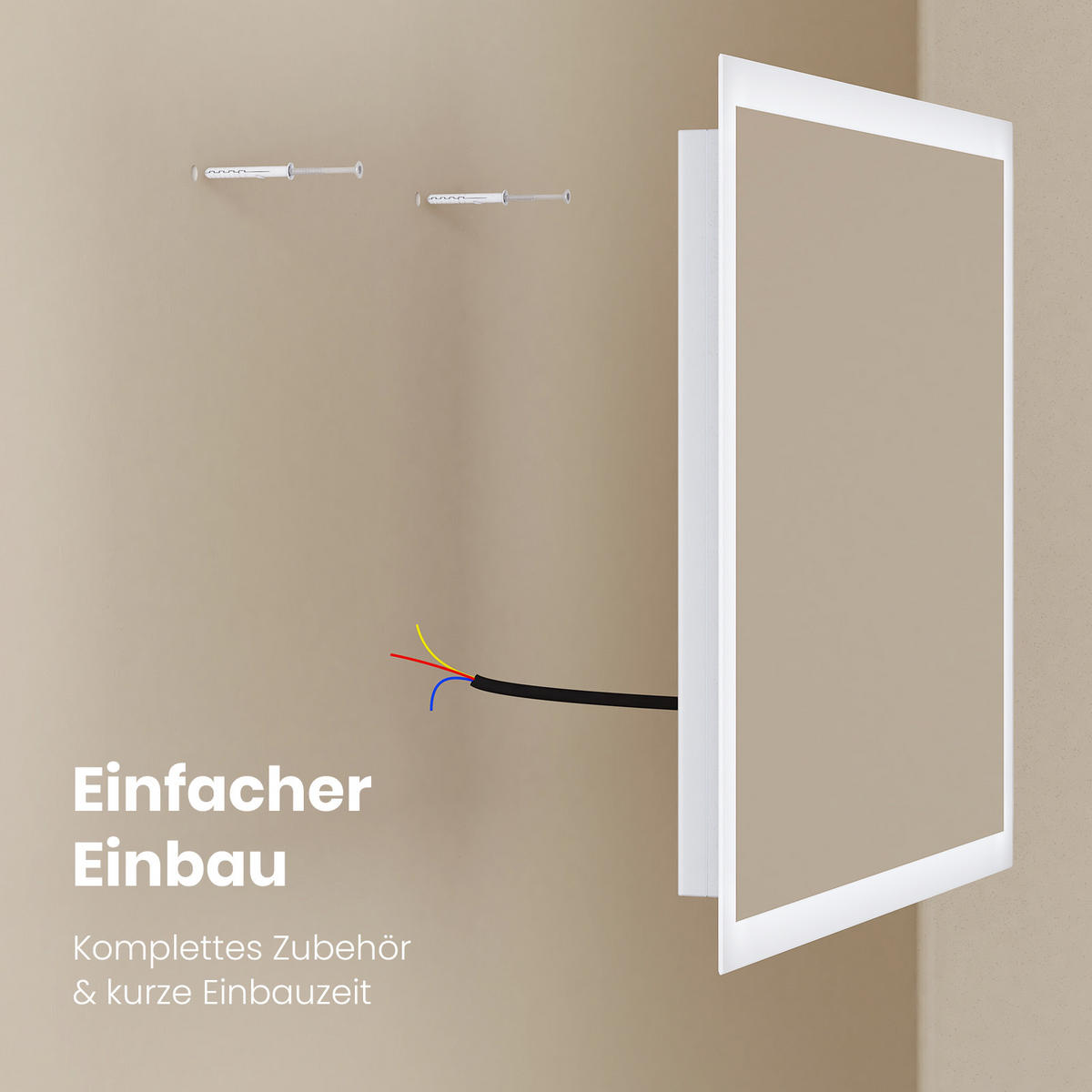 BADSPIEGEL mit Umweltfreundlicher Silberspiegel Beleuchtung 60/40/3,5 cm - Weiß, Glas (40/3.5/60cm) - EMKE