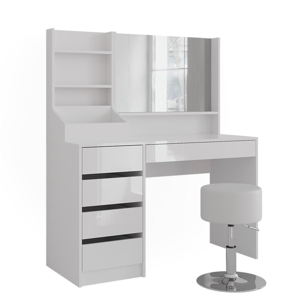 SCHMINKTISCH Sherry Weiß/Weiß Hochglanz 119.8 cm 4 Teile - Weiß Hochglanz, Holzwerkstoff (119.8/76/50.1cm) - Vicco