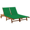 2-PERSONEN-SONNENLIEGE mit Auflagen Akazie Massivholz - Grün, Holz (200/76/200cm) - furnicato