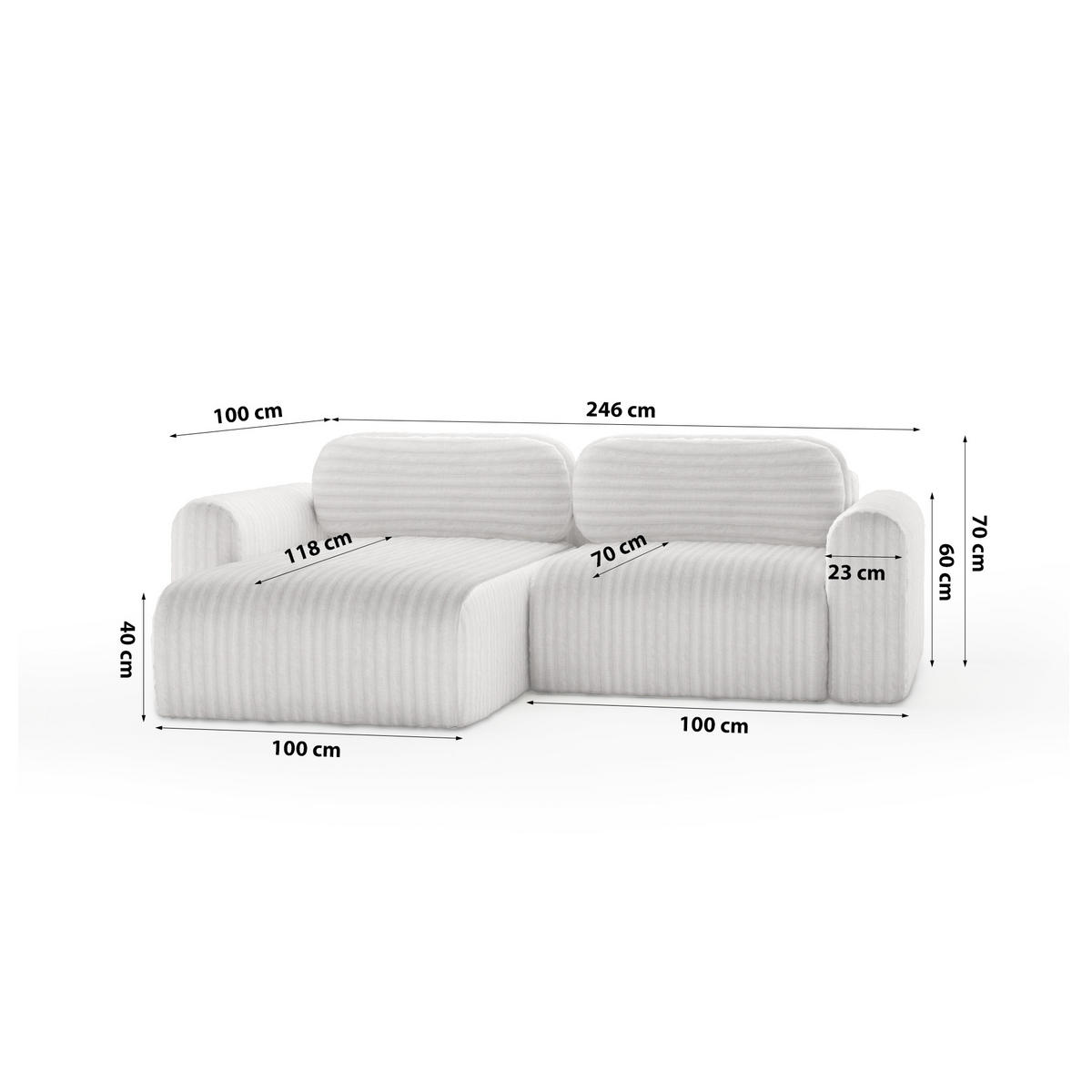 ECKSOFA mit Schlaffunktion Emmen Mini, Grau - Grau, Textil (246/100cm) - Fedve