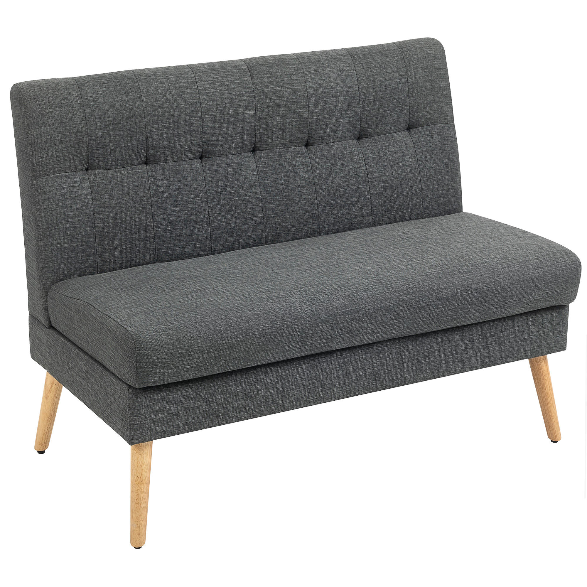 2-SITZER-SOFA DE-06564 getuftete Rückenlehne, dicke Polsterung, Grau - Dunkelgrau, Holz/Textil (118/90/68cm) - ComfortXL