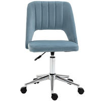 BÜROSTUHL Drehstuhl Jakobsmuschel-Form verstellbar Samtartiges Polyester Blau - Blau/Chromfarben, Textil/Metall (60/91/49cm) - Vinsetto