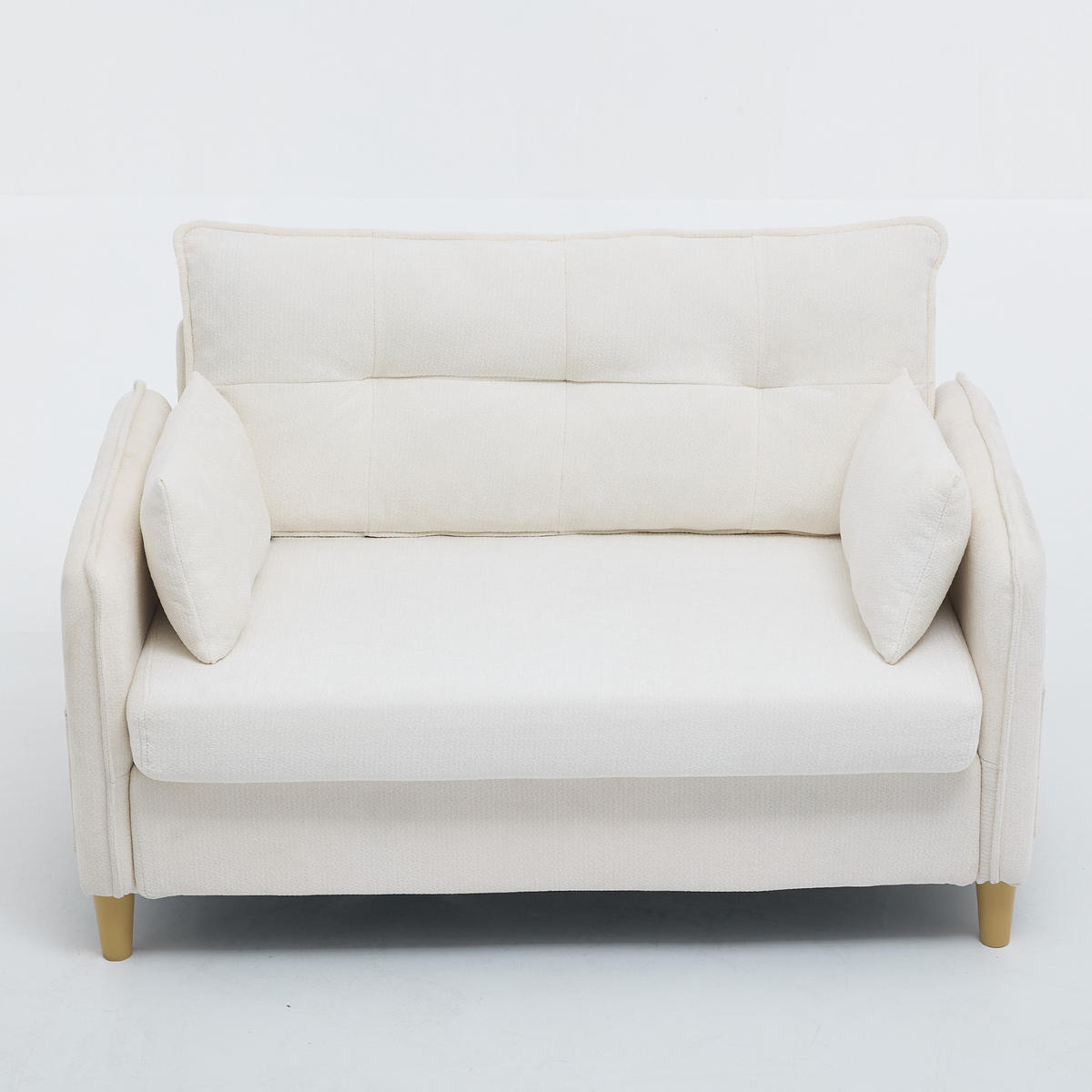 2-SITZER-SOFA DE-33995 mit Seitentaschen Beige - Beige, Holz (75.5/83/127cm) - ComfortXL